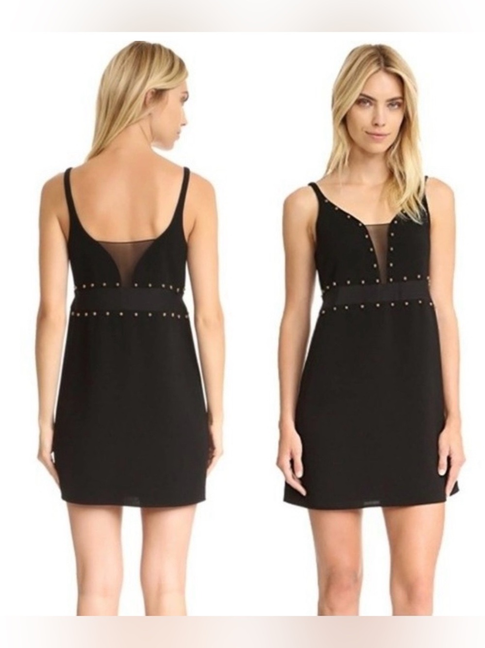 Cinq A Sept Shift Dress Cocktail Studded Little Black Dress Size 2
